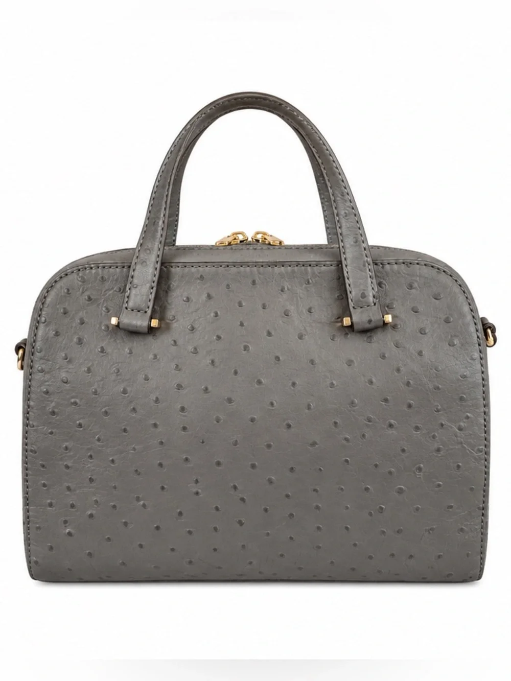 KATE SPADE New York Gray Ostrich-Embossed Leather Dome Satchel Crossbody Bag - Picture 3 of 16